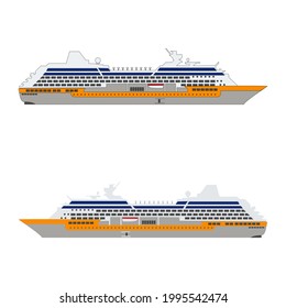 Set of two sea ​​liner coloured an outline for colouring