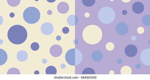 Set of two seamless backgrounds with circles and polka dots. Print. Cloth design, wallpaper.
