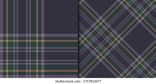 Set of two seamless dark blue plaid patterns. For fabric, textile, wrapping, cover etc.