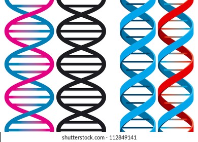 Set of Two Seamless DNA Symbols on White Background. Vector Illustration