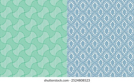 A Set of Two Seamless Lace Texture Backgrounds in Different Colors and Patterns