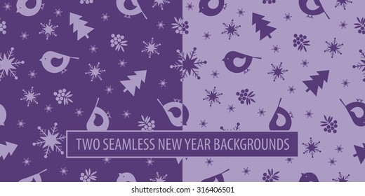 Set of two seamless New Year backgrounds