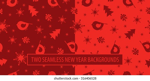 Set of two seamless New Year backgrounds