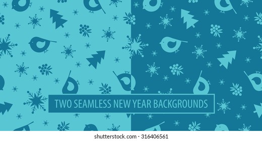 Set of two seamless New Year backgrounds