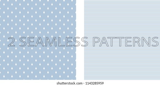 Set of two seamless patterns in blue color