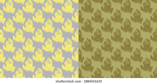 Set of two seamless patterns with a floral abstract