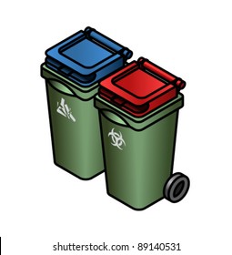 A set of two separate bins - glass and bio waste.