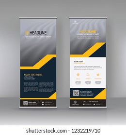 Set of two side Vertical banners, brochure templates. flyer and leaflet design. Yellow blue colors. Vector illustration mockup. Advertising vector template design