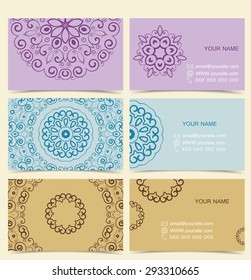 set of two sided business cards designs