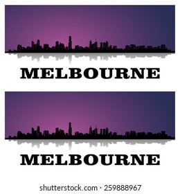 set of two silhouettes of melbourne's skyline