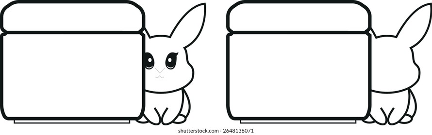 set of two simple black and white badges with a round jar of cream with rabbits next to it, meaning that cosmetic products are not tested on animals