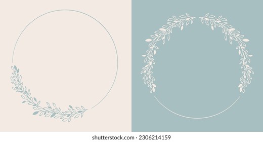 Set of two simple botanical vector frames with leaves in a minimalist style. Perfect for those who value simplicity and elegance.