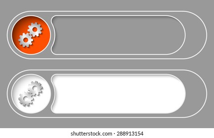 Set of two simple buttons and cogwheels