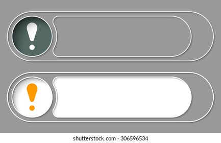 Set of two simple buttons and exclamation mark