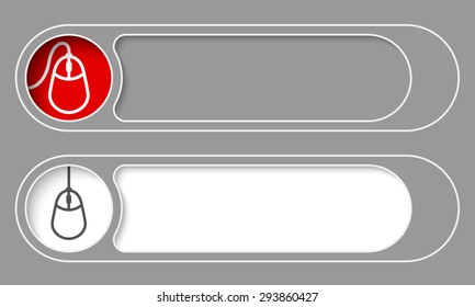 Set of two simple buttons and mouse symbol