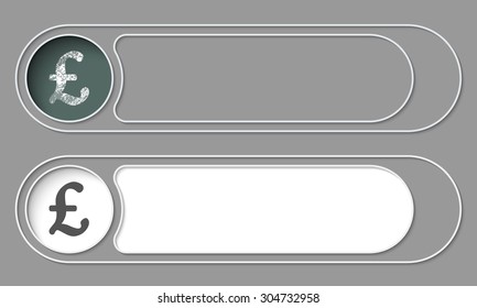 Set of two simple buttons and pound sterling symbol