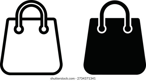 Ein Satz von zwei einfachen Handtaschensymbolen in Schwarz-Weiß