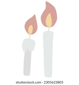 Set of two simple, slightly darker colored candle illustrations