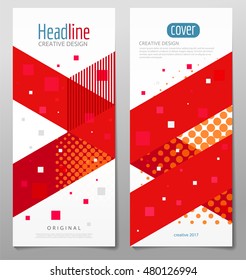 Set of two skins with a red hue. Vector flyers for creative business and promotional ideas.
