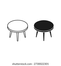 Set of two small round coffee tables, one filled black
