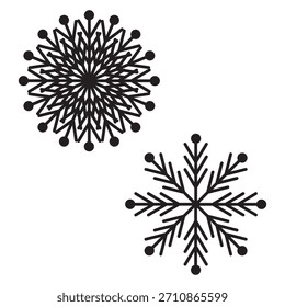 Set of two snowflakes ornamental design. Winter decoration elements on white background. Seasonal graphic resource for holiday and cold weather related projects.