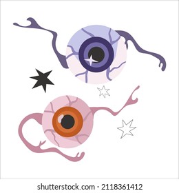 Satz von zwei spoky mystique Auge blau und rot, Hexen brauen Zutat