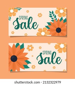 conjunto de dos banners de venta de primavera