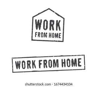Set of two stamps WORK FROM HOME.    The concept of encouragement to work from home in times of crisis.