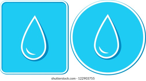 set of two stickers with blue water drop silhouette in frame