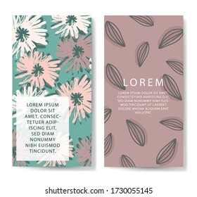 A set of TWO stories templates with abstract shapes in green and pink pastel colors. Media post for social networks. Universal templates for invitation. Greeting cards, flyers, design, cover.