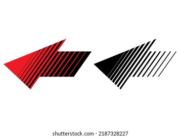 Set of two striped arrows. Design element. For stickers, printing, advertising, plotter cutting. Vector illustration