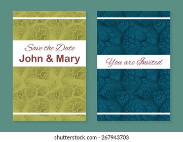 Set of two stylish templates with abstract seamless patterns that can be used as invitations, book covers, etc.