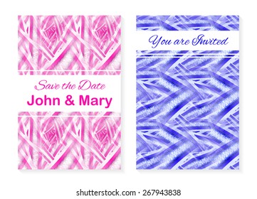 Set of two stylish templates with abstract seamless patterns that can be used as invitations, book covers, etc.