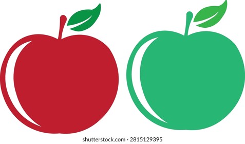 Set of two stylized fresh apples vector illustration with illustration minimalist nutrition vegetarian freshness agriculture colorful isolated healthyfood botanical graphicdesign