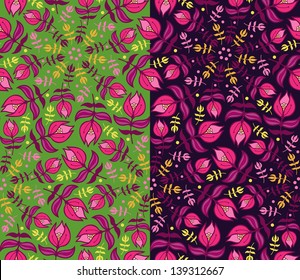 Set of two summer flowers seamless patterns