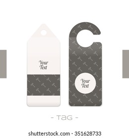 Set of two tags with the pattern of forging tools and place for text on a white background