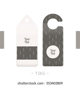 Set of two tags with the pattern of forging tools and place for text on a white background