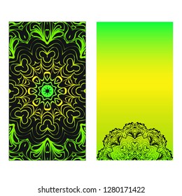 Set of two template brochures, cards, invitations, flyers with delicate floral pattern. Vector background. Card or invitation. Islam, arabic, indian, ottoman motifs.