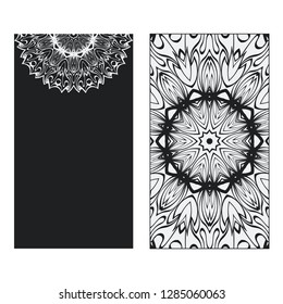 Set of two template brochures, cards, invitations, flyers with delicate floral pattern. Vector background. Card or invitation. Islam, arabic, indian, ottoman motifs.