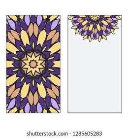 Set of two template brochures, cards, invitations, flyers with delicate floral pattern. Vector background. Card or invitation. Islam, arabic, indian, ottoman motifs.
