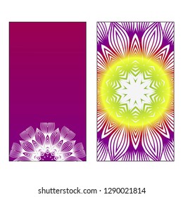 Set of two template brochures, cards, invitations, flyers with delicate floral pattern. Vector background. Card or invitation. Bright summer color.