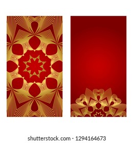 Set of two template brochures, cards, invitations, flyers with delicate floral pattern. Vector background. Card or invitation. Islam, arabic, indian, ottoman motifs.