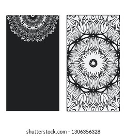 Set of two template brochures, cards, invitations, flyers with delicate floral pattern. Vector background. Card or invitation. Islam, arabic, indian, ottoman motifs.