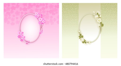 Set of two templates for greeting cards or wedding invitations.