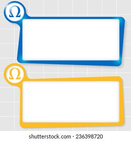 set of two text boxes for text and omega symbol