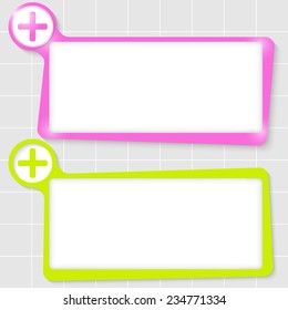 set of two text boxes for text and plus symbol