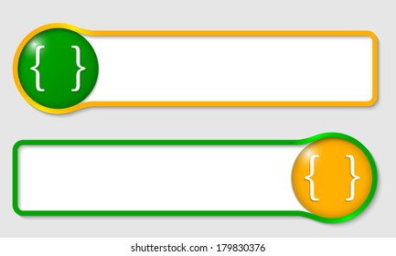 set of two text frame for text with brackets