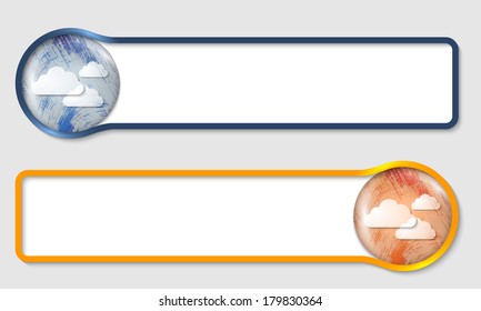 set of two text frame for text and clouds