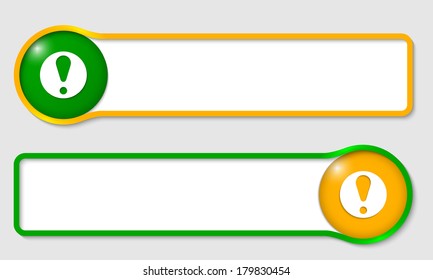 set of two text frame for text with exclamation mark