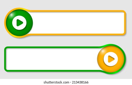 set of two text frame for text with play symbol